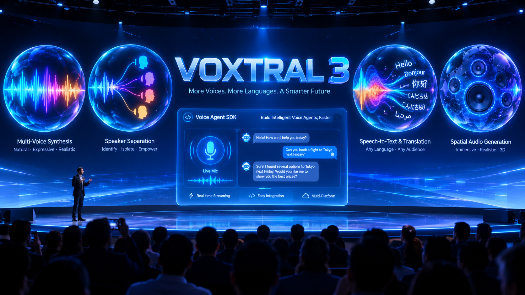 Mistral发布Voxtral 3语音全家桶：四款模型加语音智能体SDK